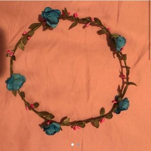 Blue and pink flower crown